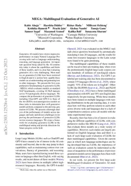 MEGA: Multilingual Evaluation of Generative AI