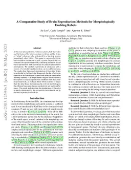 A Comparative Study of Brain Reproduction Methods for Morphologically
  Evolving Robots