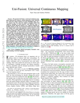 Uni-Fusion: Universal Continuous Mapping