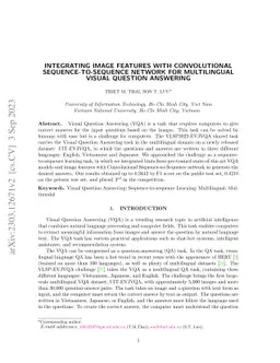 Integrating Image Features with Convolutional Sequence-to-sequence
  Network for Multilingual Visual Question Answering