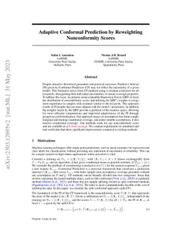 Adaptive Conformal Prediction by Reweighting Nonconformity Score