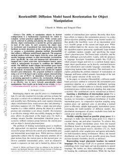 ReorientDiff: Diffusion Model based Reorientation for Object
  Manipulation