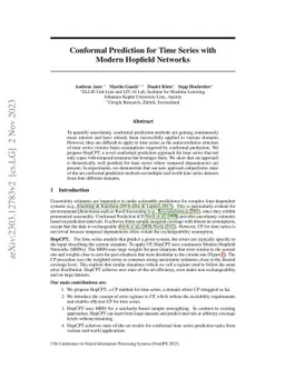 Conformal Prediction for Time Series with Modern Hopfield Networks