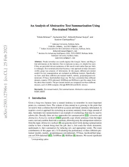 An Analysis of Abstractive Text Summarization Using Pre-trained Models