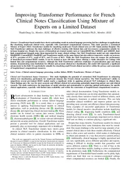Improving Transformer Performance for French Clinical Notes Classification Using Mixture of Experts on a Limited Dataset
