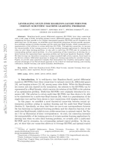 Leveraging Multi-time Hamilton-Jacobi PDEs for Certain Scientific
  Machine Learning Problems