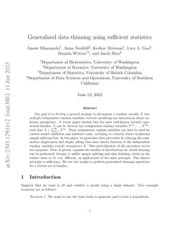 Generalized Data Thinning Using Sufficient Statistics
