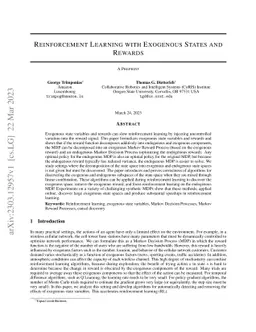 Reinforcement Learning with Exogenous States and Rewards