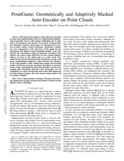 PointGame: Geometrically and Adaptively Masked Auto-Encoder on Point
  Clouds