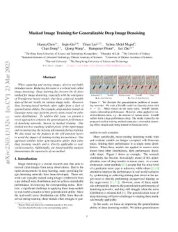 Masked Image Training for Generalizable Deep Image Denoising