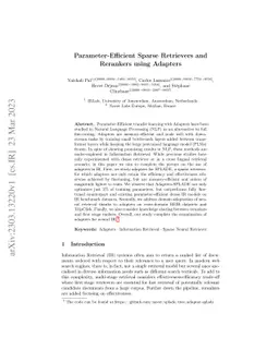 Parameter-Efficient Sparse Retrievers and Rerankers using Adapters