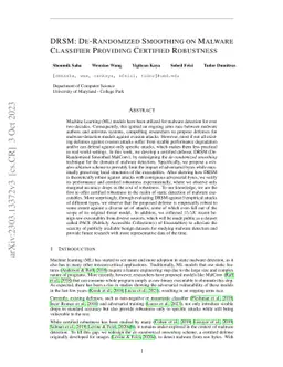 DRSM: De-Randomized Smoothing on Malware Classifier Providing Certified
  Robustness