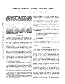 Covariance Steering for Uncertain Contact-rich Systems