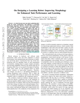 On Designing a Learning Robot: Improving Morphology for Enhanced Task
  Performance and Learning
