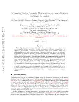 Interacting Particle Langevin Algorithm for Maximum Marginal Likelihood Estimation