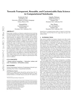 Towards Transparent, Reusable, and Customizable Data Science in
  Computational Notebooks