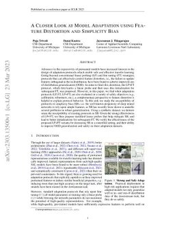 A Closer Look at Model Adaptation using Feature Distortion and
  Simplicity Bias