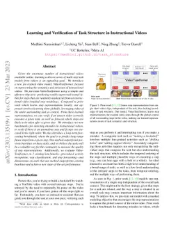 Learning and Verification of Task Structure in Instructional Videos