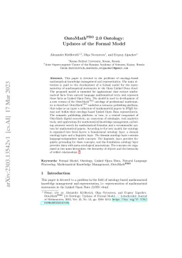 OntoMath${}^{\mathbf{PRO}}$ 2.0 Ontology: Updates of the Formal Model
