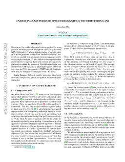 Enhancing Unsupervised Speech Recognition with Diffusion GANs