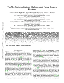 TinyML: Tools, Applications, Challenges, and Future Research Directions