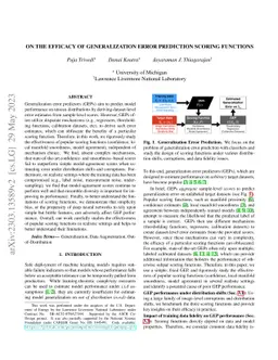 On the Efficacy of Generalization Error Prediction Scoring Functions