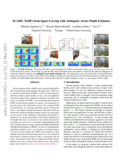 SCADE: NeRFs from Space Carving with Ambiguity-Aware Depth Estimates