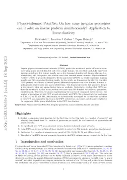 Physics-informed PointNet: On how many irregular geometries can it solve
  an inverse problem simultaneously? Application to linear elasticity