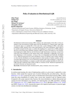 Policy Evaluation in Distributional LQR