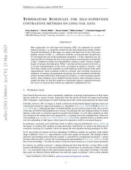 Temperature Schedules for Self-Supervised Contrastive Methods on
  Long-Tail Data