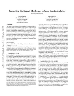 Presenting Multiagent Challenges in Team Sports Analytics