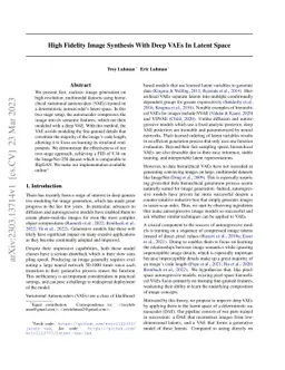 High Fidelity Image Synthesis With Deep VAEs In Latent Space