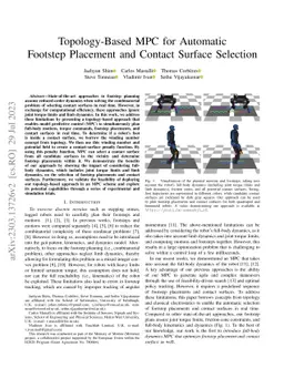 Topology-Based MPC for Automatic Footstep Placement and Contact Surface
  Selection