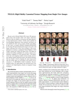 TEGLO: High Fidelity Canonical Texture Mapping from Single-View Images