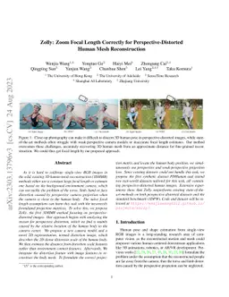 Zolly: Zoom Focal Length Correctly for Perspective-Distorted Human Mesh
  Reconstruction