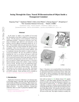 Seeing Through the Glass: Neural 3D Reconstruction of Object Inside a
  Transparent Container