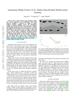 Autonomous Blimp Control via H-infinity Robust Deep Residual
  Reinforcement Learning