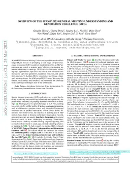 Overview of the ICASSP 2023 General Meeting Understanding and Generation
  Challenge (MUG)