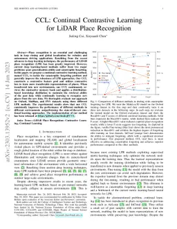 CCL: Continual Contrastive Learning for LiDAR Place Recognition