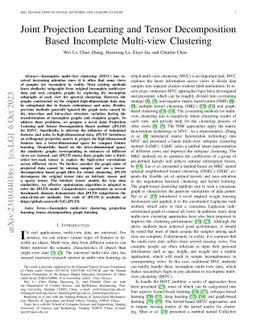 Joint Projection Learning and Tensor Decomposition Based Incomplete
  Multi-view Clustering