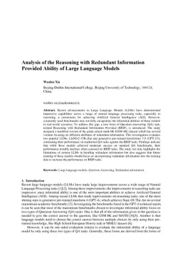 Analysis of the Reasoning with Redundant Information Provided Ability of
  Large Language Models