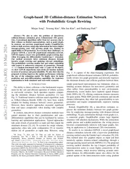 Graph-based 3D Collision-distance Estimation Network with Probabilistic
  Graph Rewiring