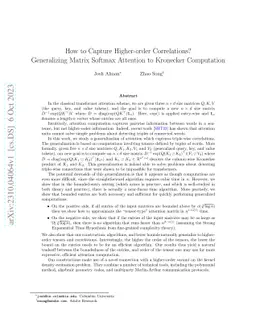 How to Capture Higher-order Correlations? Generalizing Matrix Softmax
  Attention to Kronecker Computation