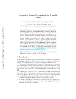Automatic Aspect Extraction from Scientific Texts