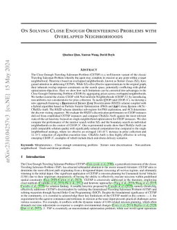 On Solving Close Enough Orienteering Problems with Overlapped
  Neighborhoods