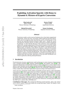 Exploiting Activation Sparsity with Dense to Dynamic-k
  Mixture-of-Experts Conversion