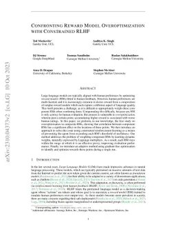 Confronting Reward Model Overoptimization with Constrained RLHF