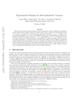 Experimental Designs for Heteroskedastic Variance