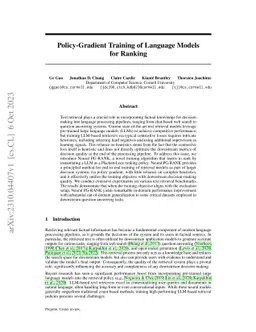 Policy-Gradient Training of Language Models for Ranking