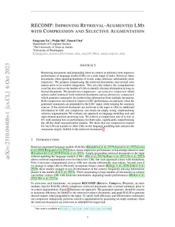 RECOMP: Improving Retrieval-Augmented LMs with Compression and Selective
  Augmentation